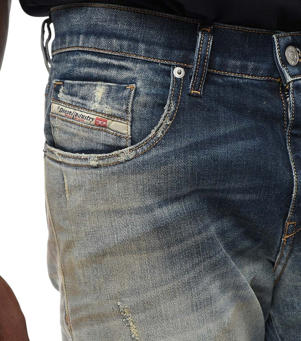 Blue Slim Distressed Jeans 3