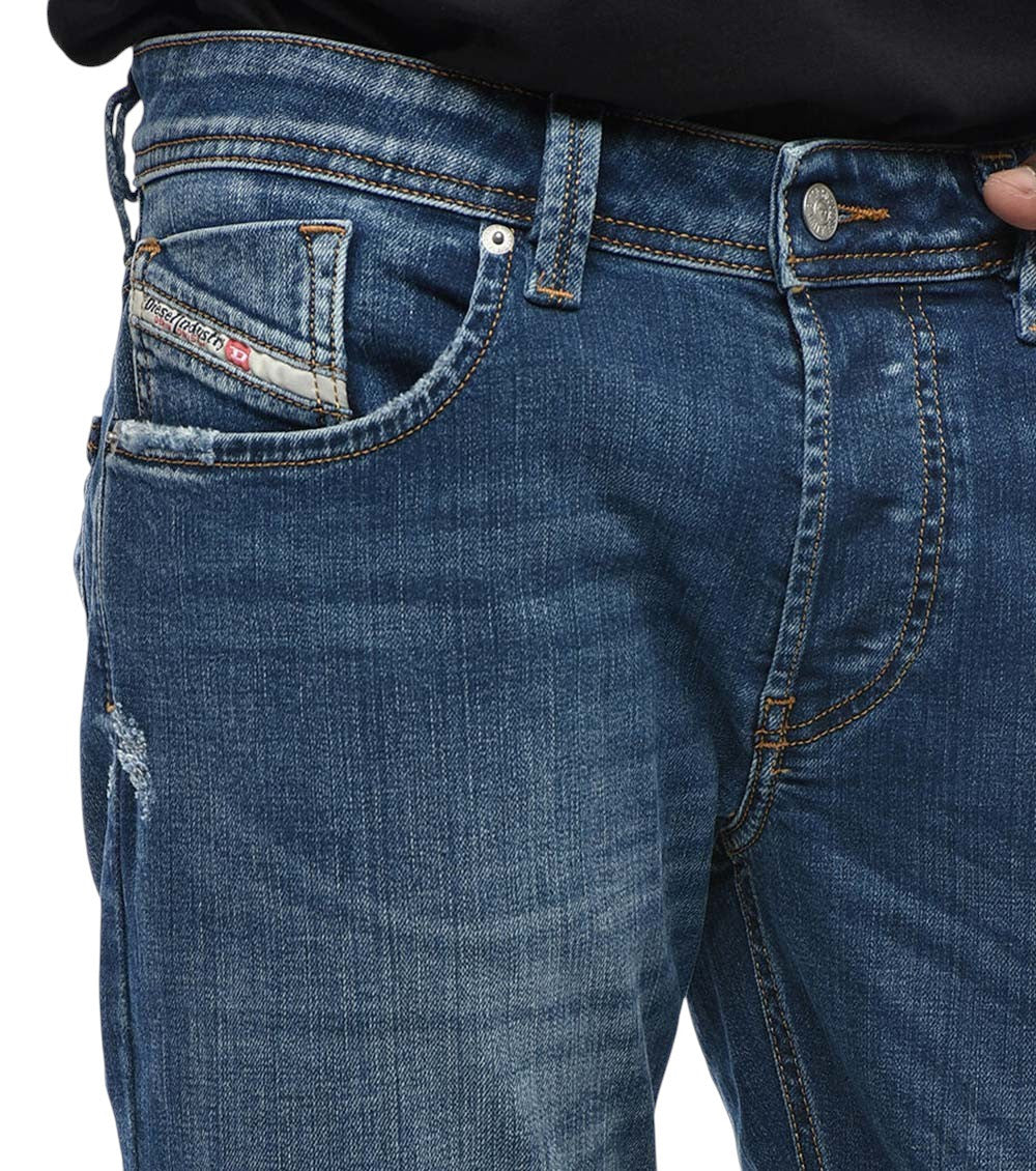 Blue Straight Mid Rise Jeans 3