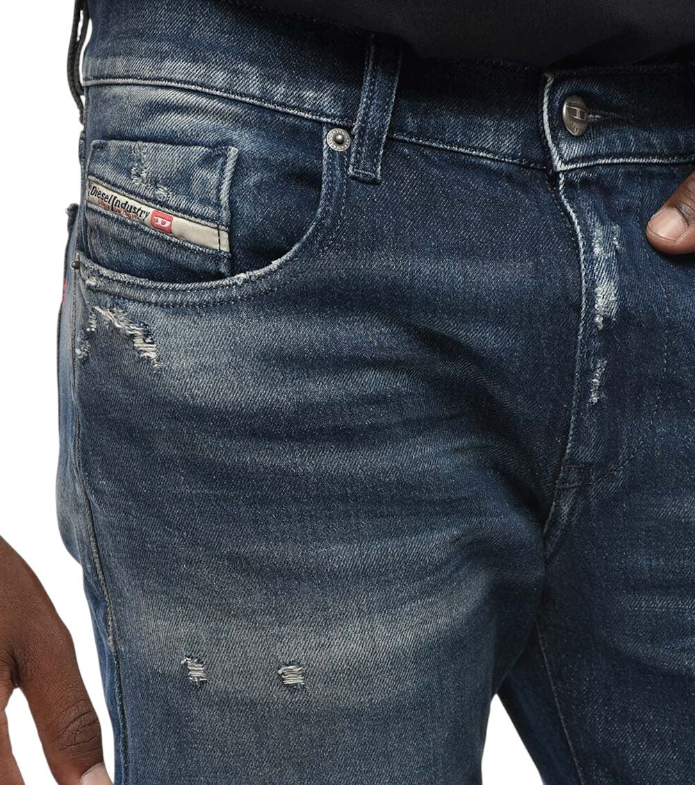 Blue Slim Distressed Jeans 3