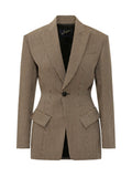 Brown Houndstooth Notched Lapel Blazer 1