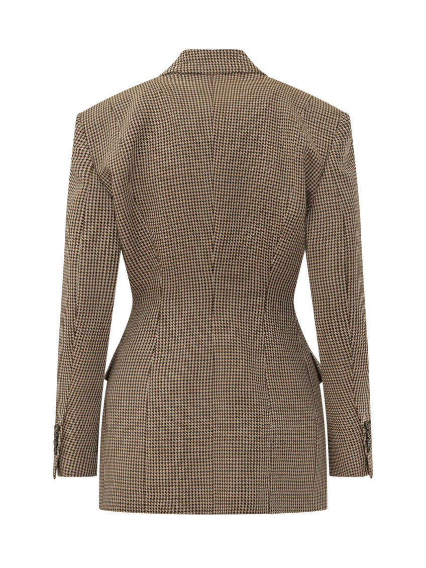 Brown Houndstooth Notched Lapel Blazer 2