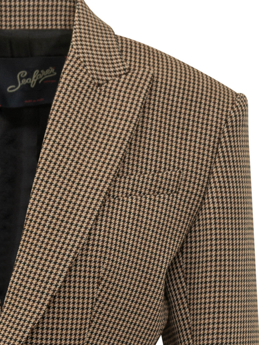 Brown Houndstooth Notched Lapel Blazer 4
