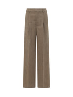 Brown Straight Flat Front Pants 1