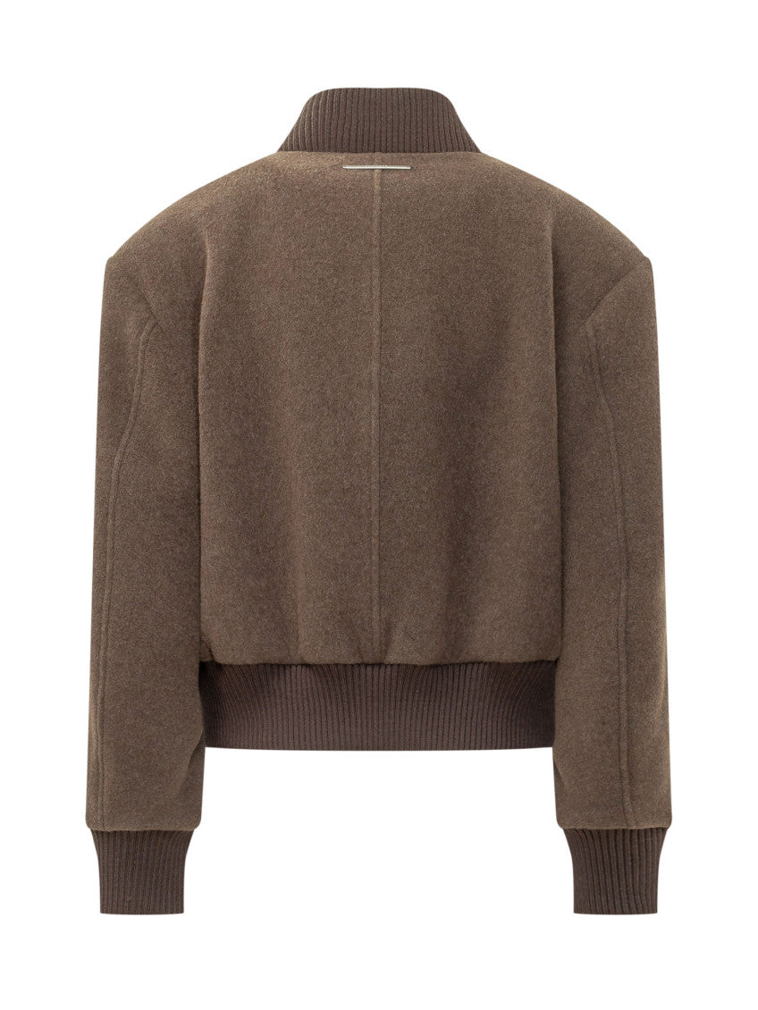 Brown Solid Band Collar Jacket 2