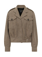 Brown Houndstooth Notched Lapel Jacket 1