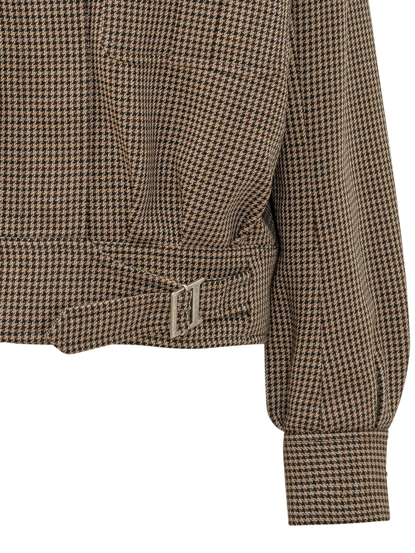 Brown Houndstooth Notched Lapel Jacket 4