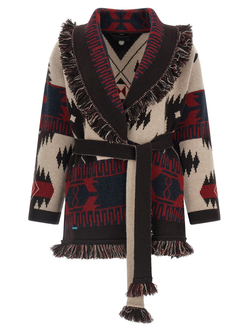 Multicolor Jacquard Shawl Neck Cardigan 1