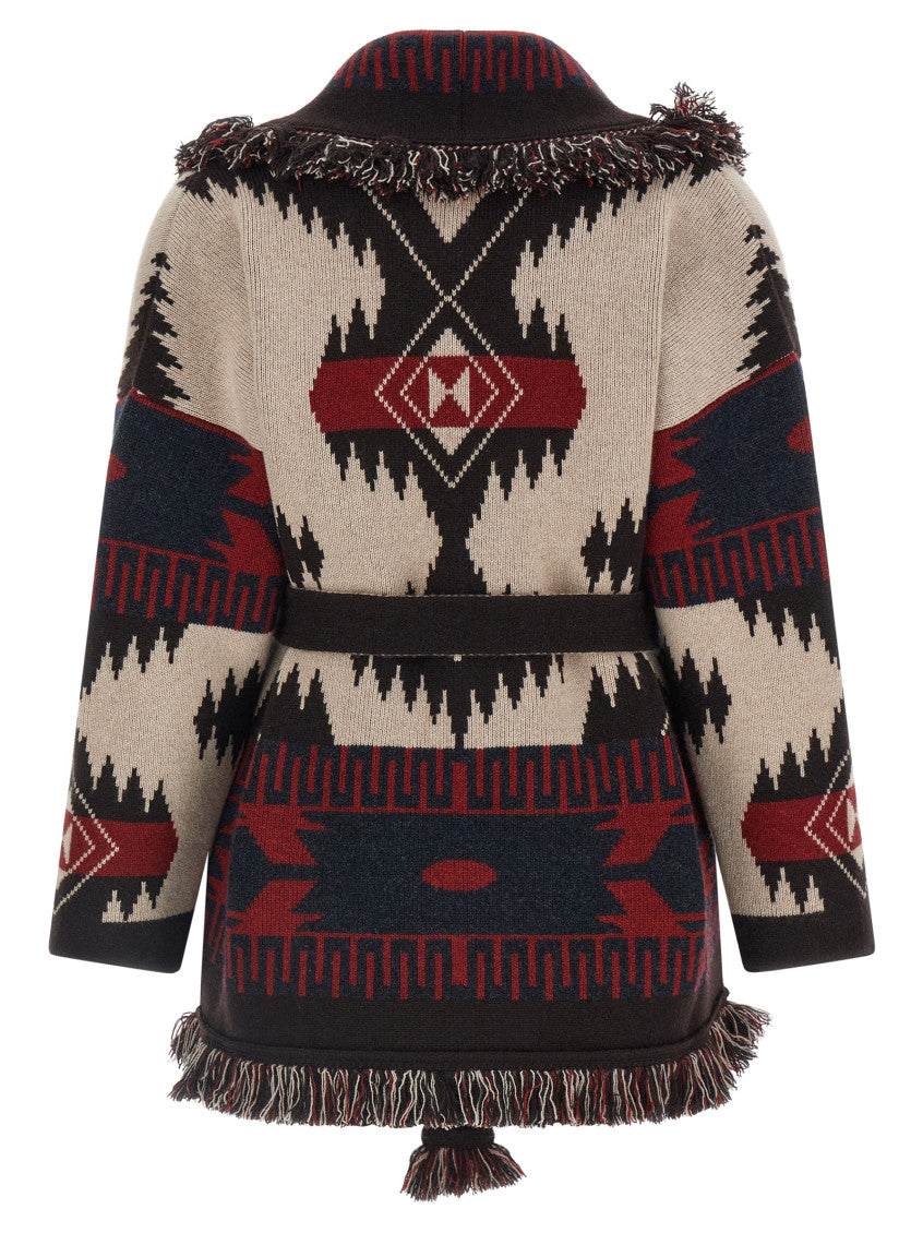 Multicolor Jacquard Shawl Neck Cardigan 2