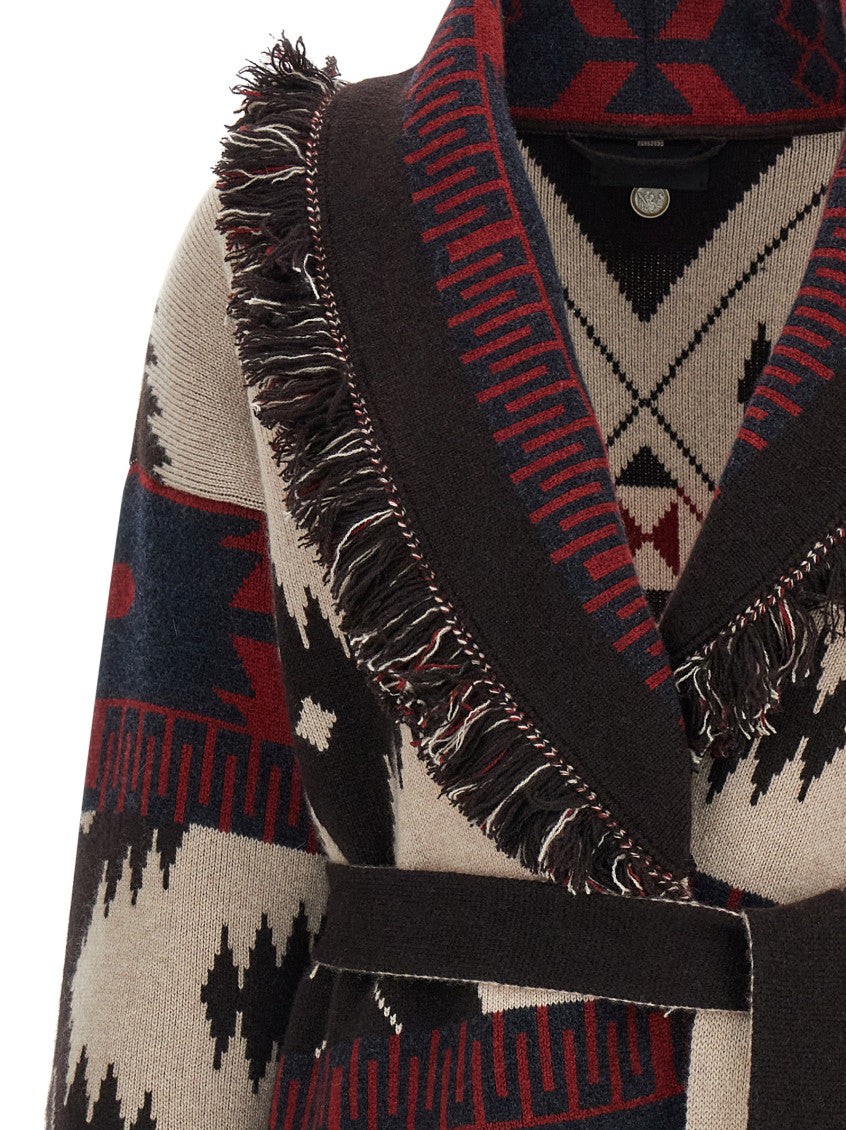 Multicolor Jacquard Shawl Neck Cardigan 3