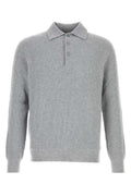 Grey Knitted Polo Sweater 1