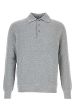 Grey Knitted Polo Sweater 1