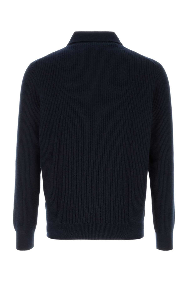 Blue Knitted Polo Sweater 2