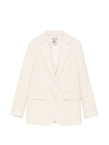 White Solid Notched Lapel Blazer 1