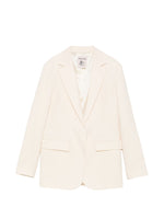 White Solid Notched Lapel Blazer 1