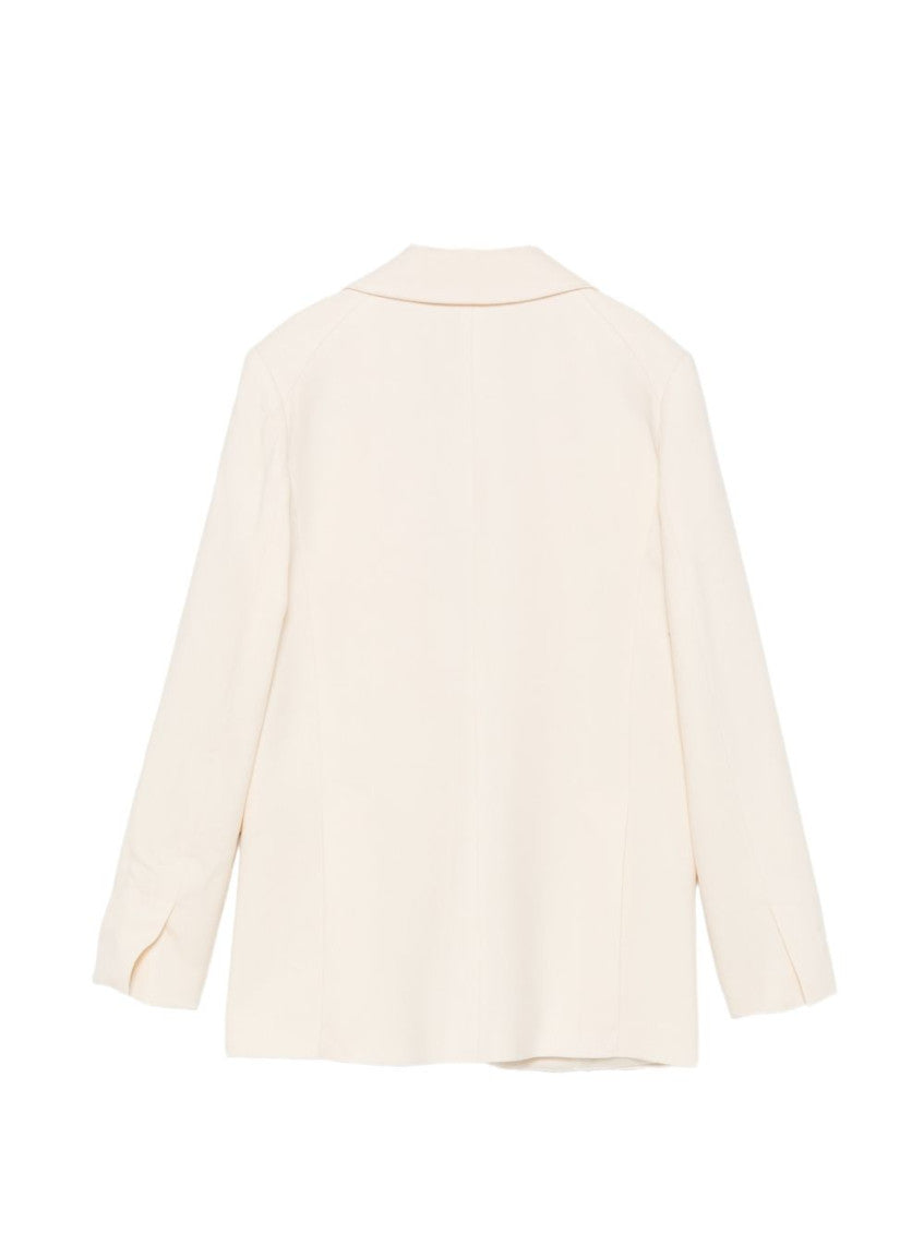 White Solid Notched Lapel Blazer 2