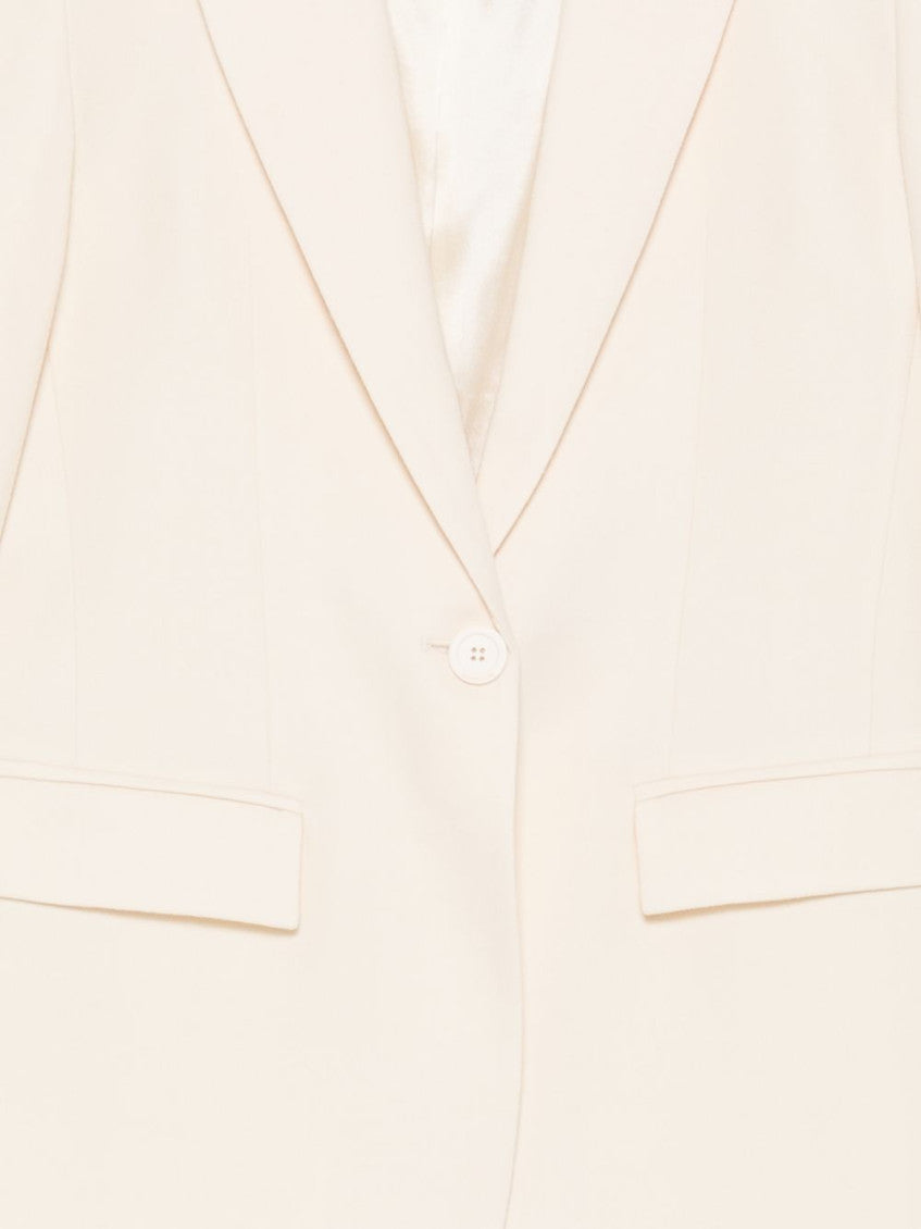 White Solid Notched Lapel Blazer 3