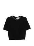 Black Embellished Round Neck T-Shirt 1