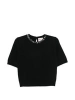 Black Embellished Round Neck T-Shirt 1