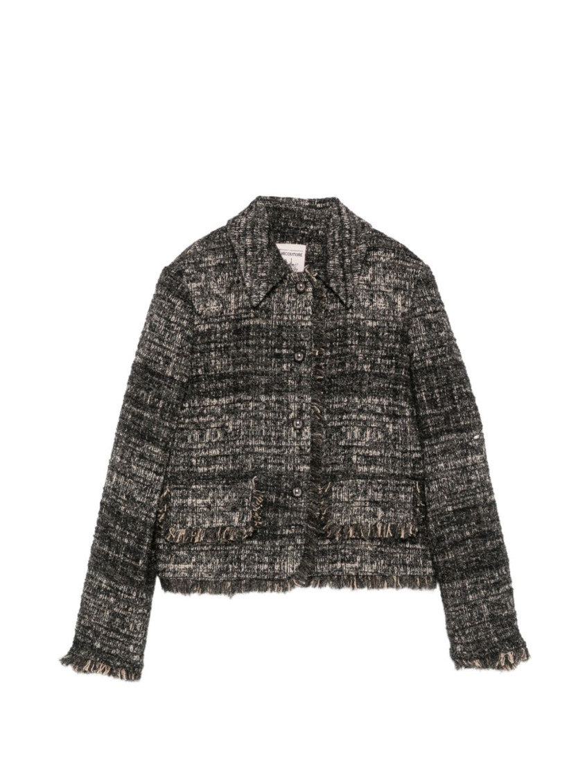 Grey Textured Shirt Collar Jacket 1