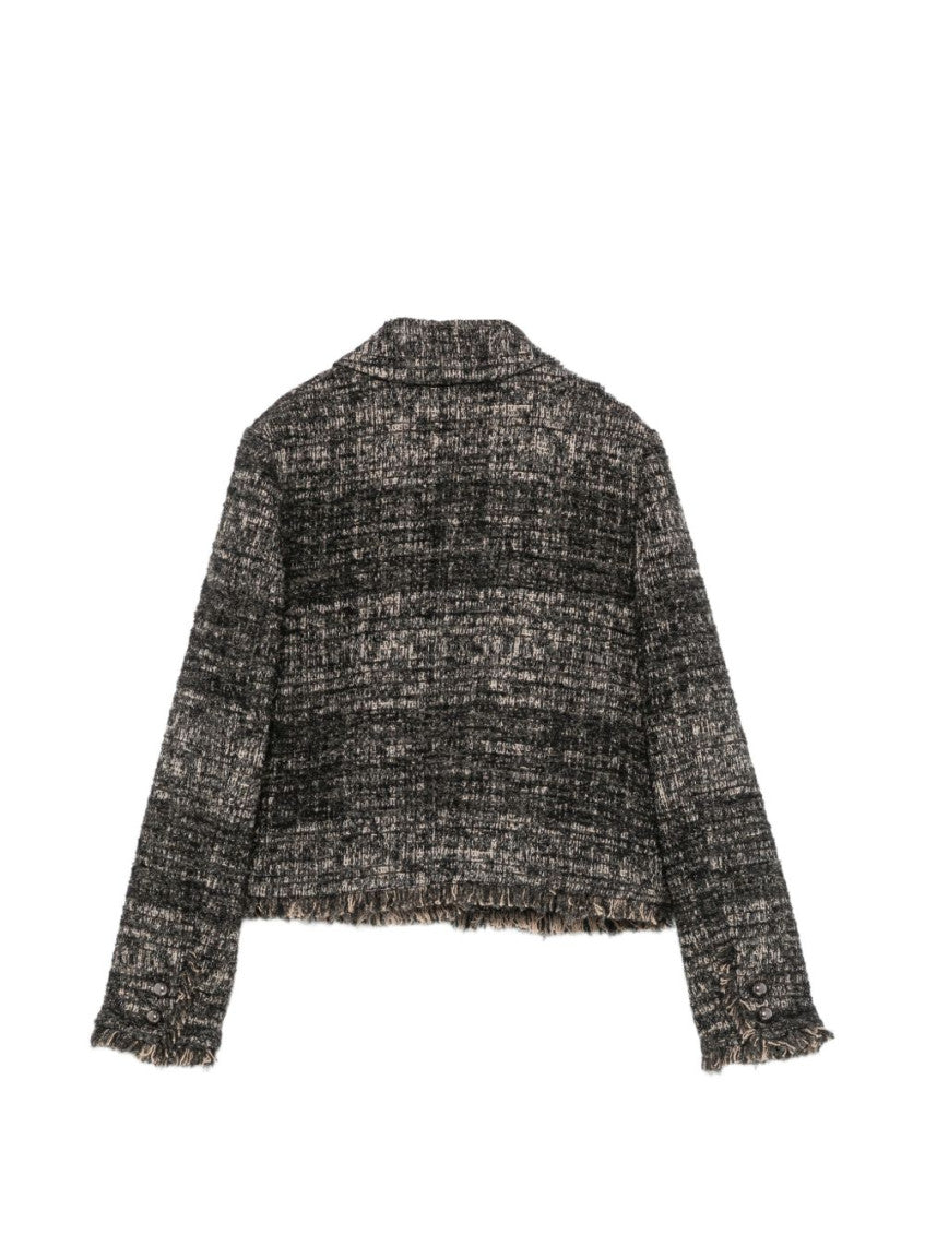 Grey Textured Shirt Collar Jacket 2