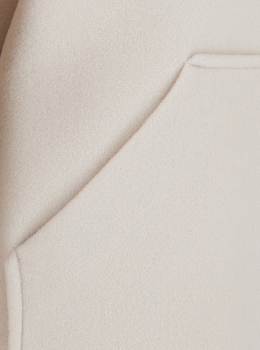 White Solid Shirt Collar Jacket 3