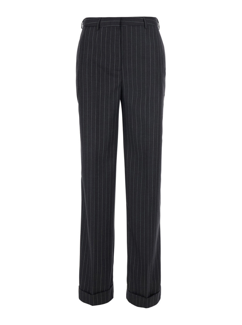 Grey Regular Flat Front Pants 1