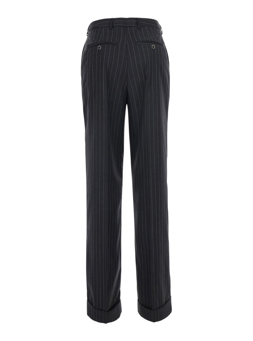 Grey Regular Flat Front Pants 2