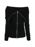 Black Solid Off Shoulder Sweater 1