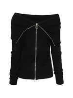 Black Solid Off Shoulder Sweater 1