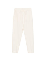 White Tapered Drawstring Pants 1