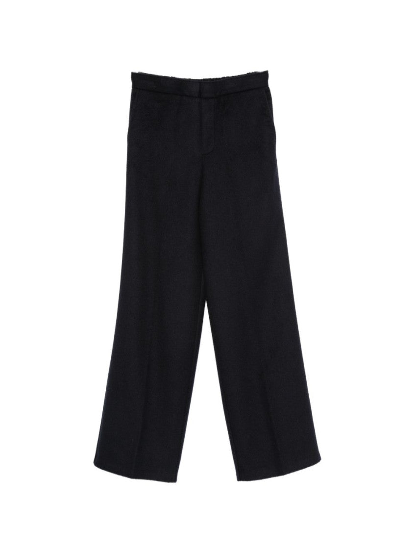 Black Flared Flat Front Pants 1