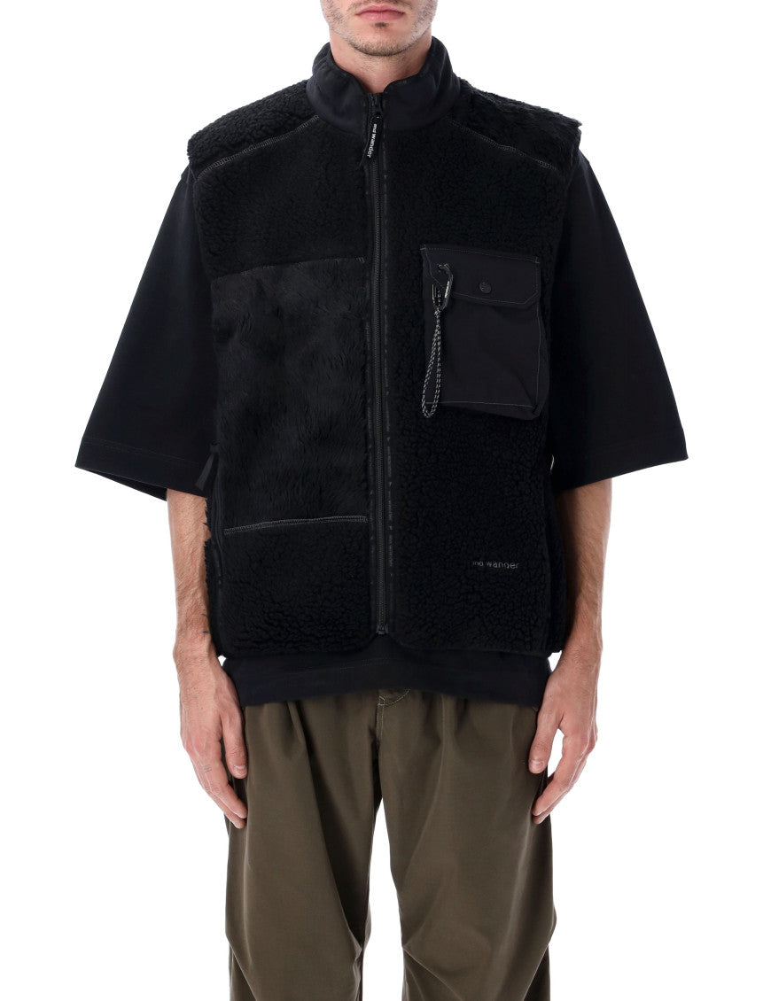 Black Textured Sleeveless Jacket 1
