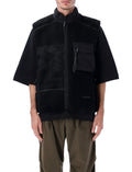 Black Textured Sleeveless Jacket 1