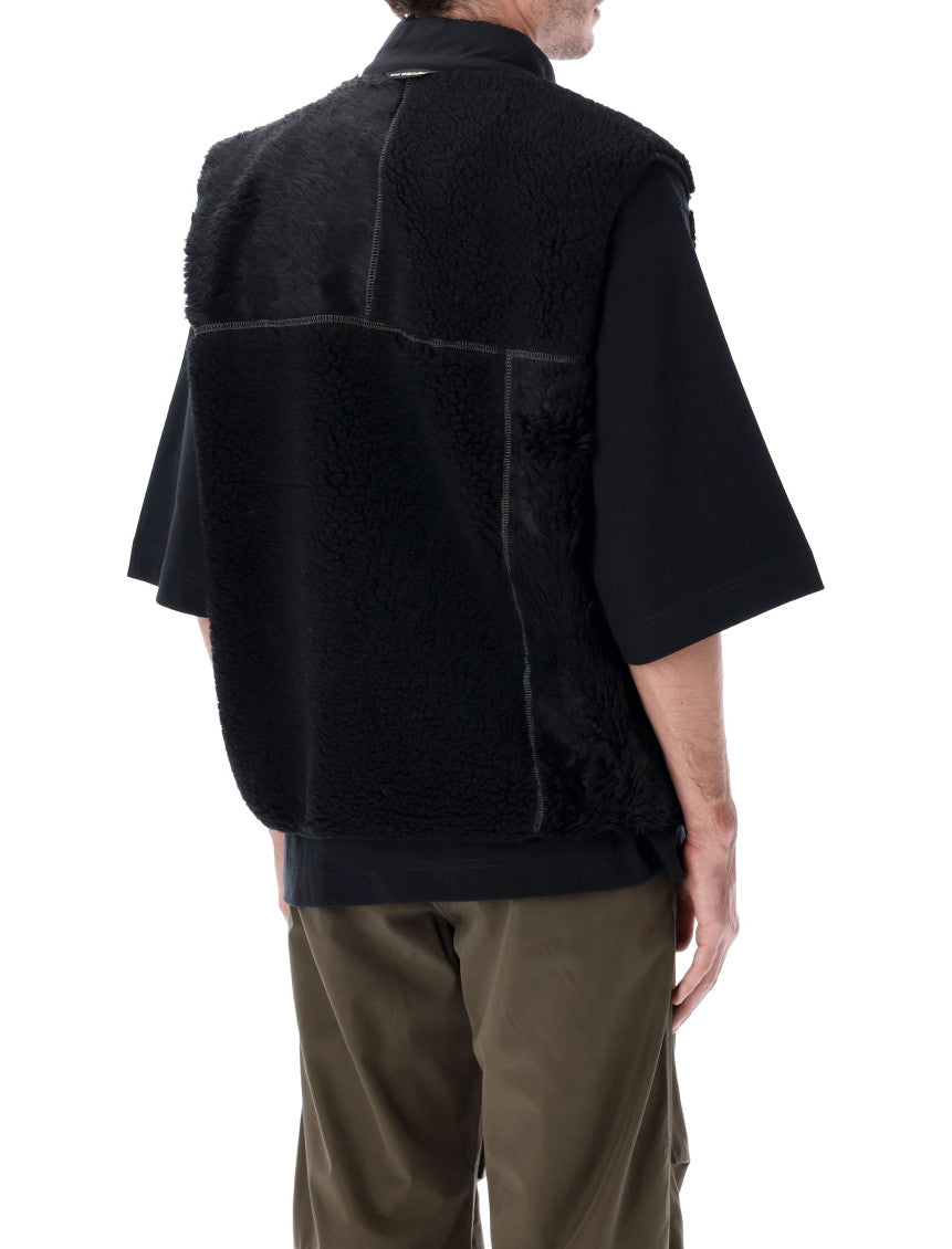Black Textured Sleeveless Jacket 2