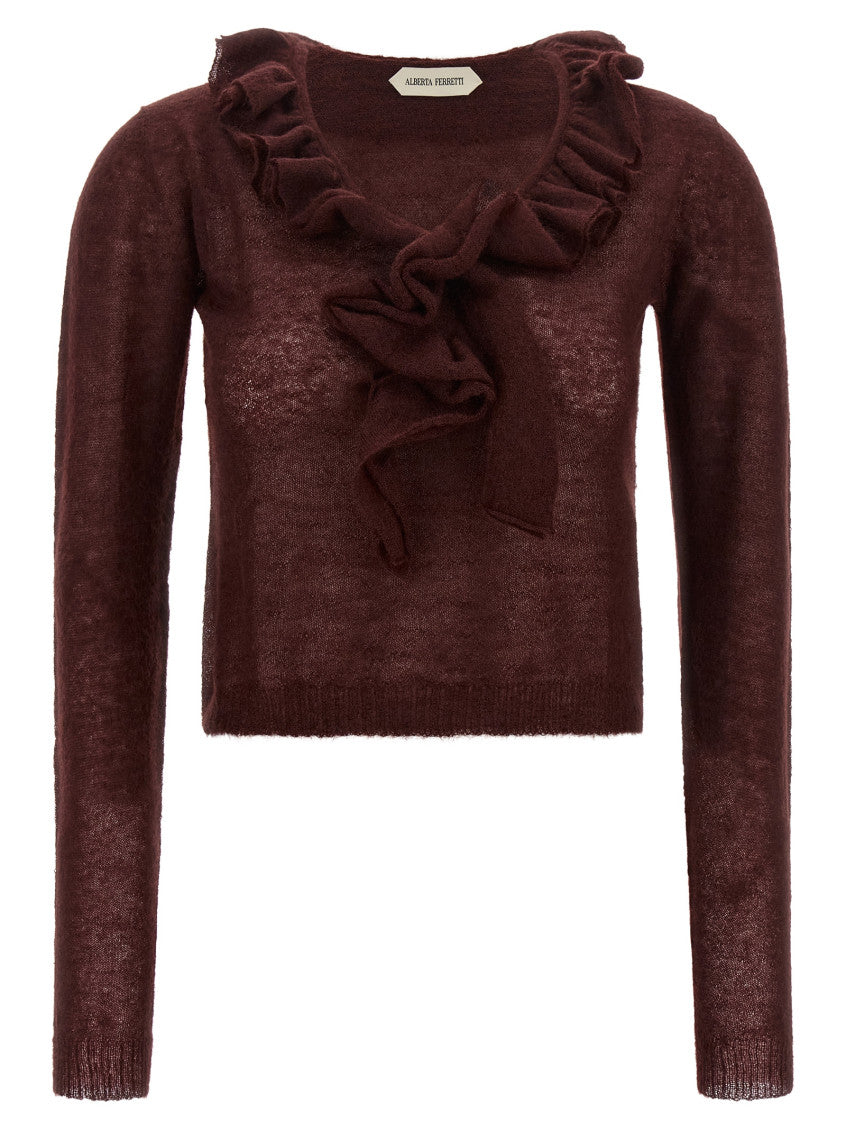 Maroon Solid V Neck Sweater 1