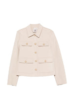 White Solid Shirt Collar Jacket 1