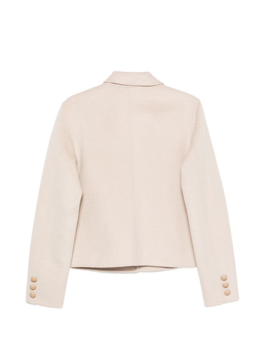 White Solid Shirt Collar Jacket 2