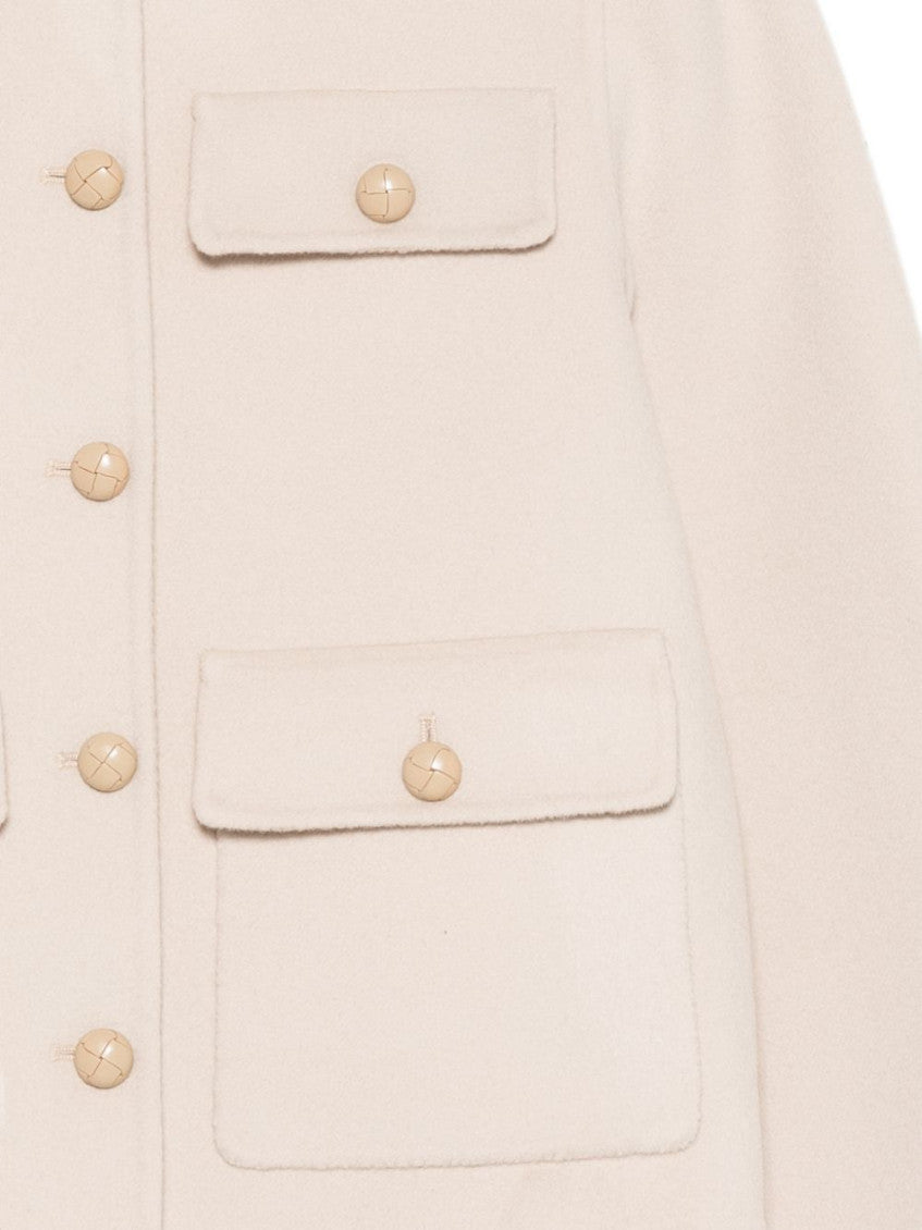 White Solid Shirt Collar Jacket 3