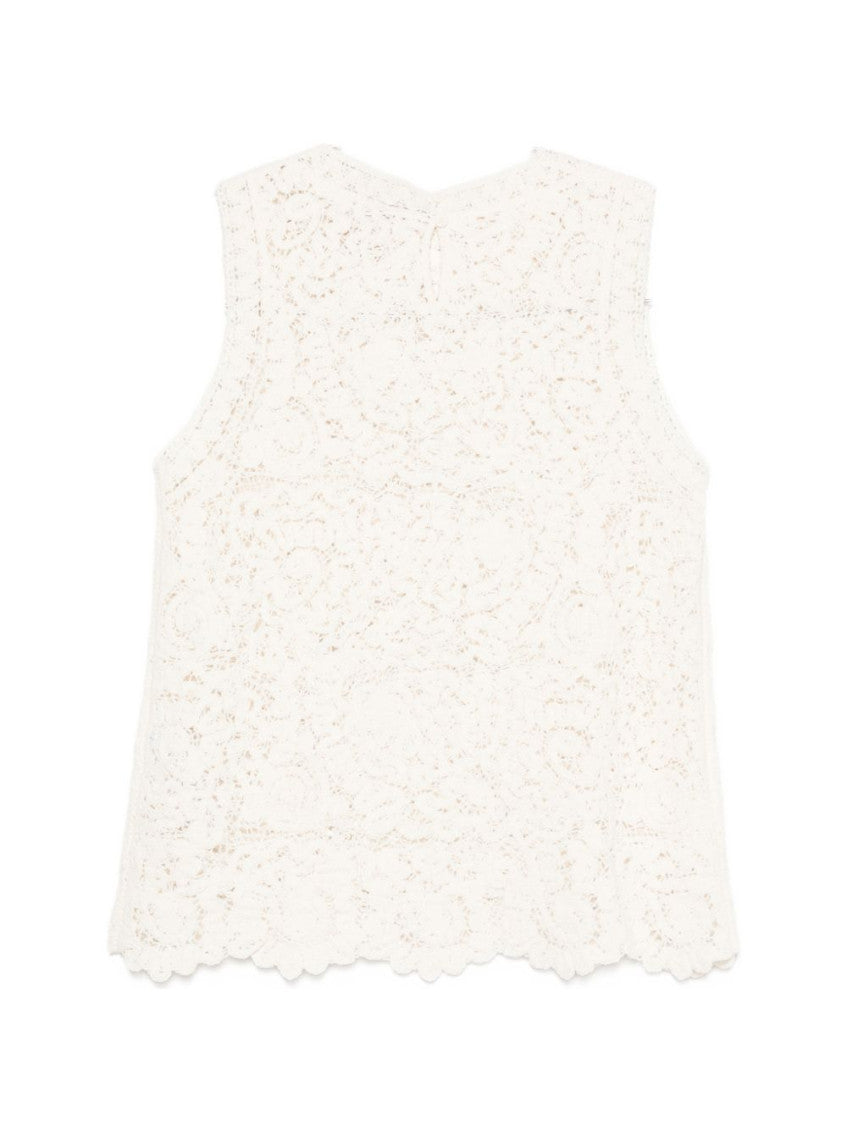White Lace Round Neck Top 2