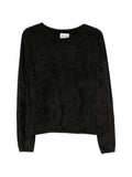 Black Textured Round Neck Sweater 1
