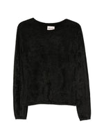 Black Textured Round Neck Sweater 1
