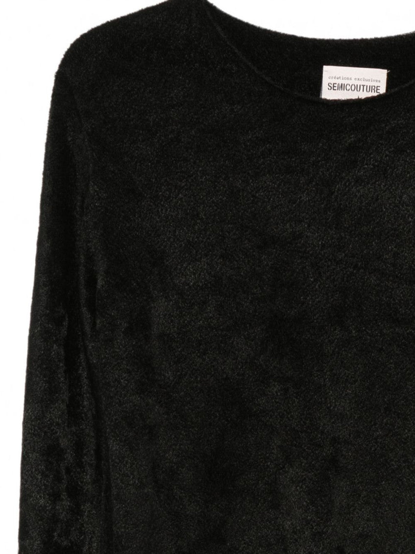 Black Textured Round Neck Sweater 3