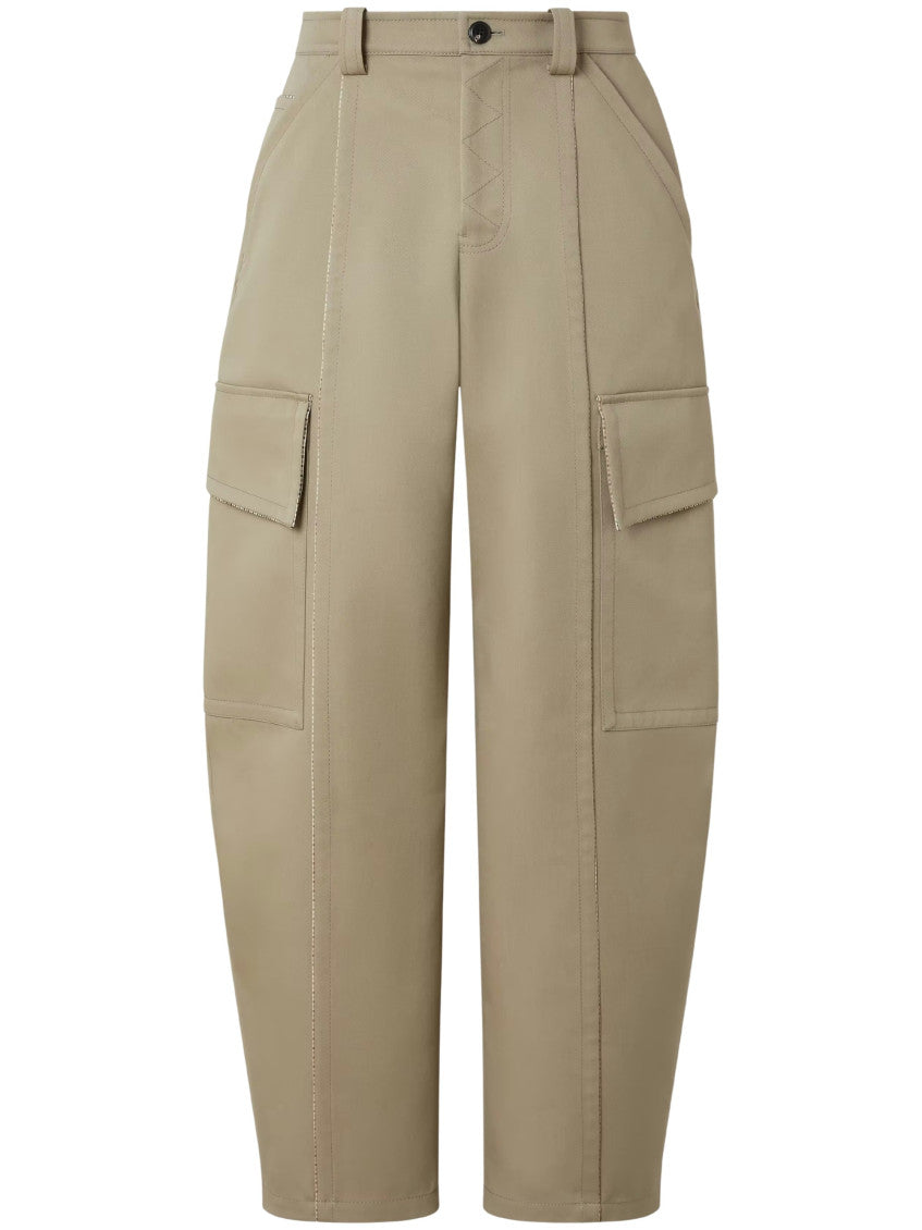 Beige Tapered Cargo Trousers 1