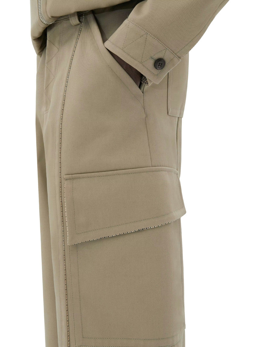 Beige Tapered Cargo Trousers 4