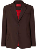 Dark Brown Notched Lapel Blazer 1