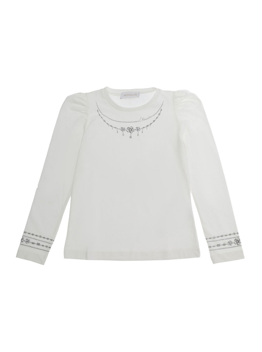 Girls White Embellished T-Shirt 1