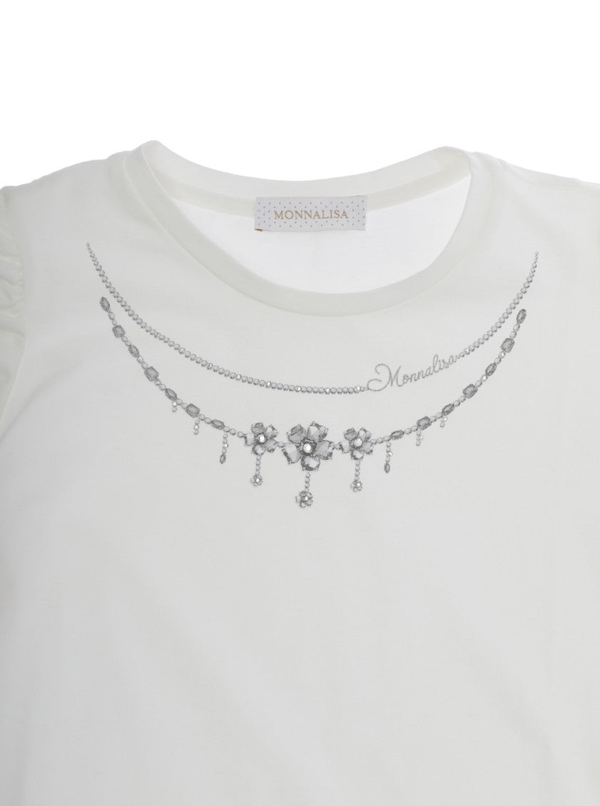 Girls White Embellished T-Shirt 3