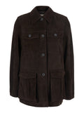Brown Solid Shirt Collar Jacket 1