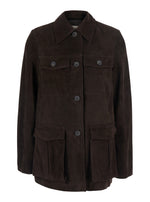 Brown Solid Shirt Collar Jacket 1