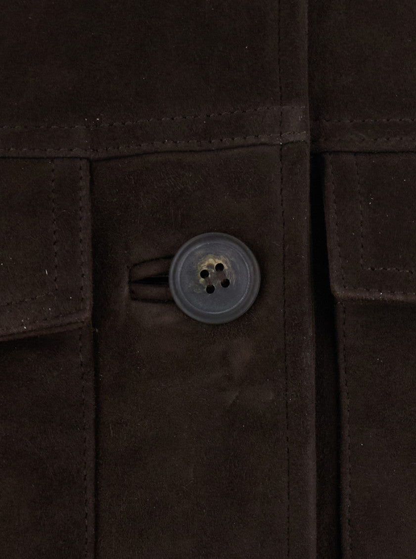 Brown Solid Shirt Collar Jacket 3